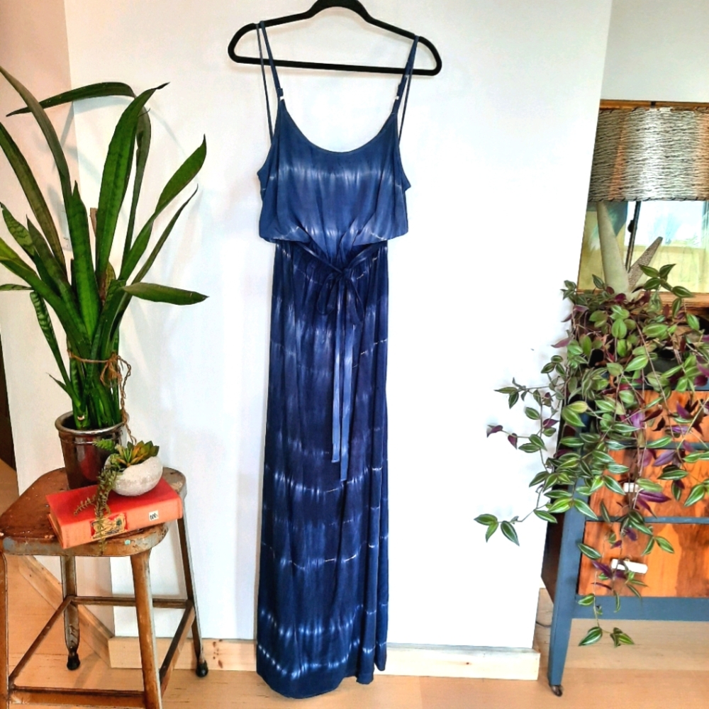 Michael Stars Dress - Navy Tie Dye Strappy Maxi